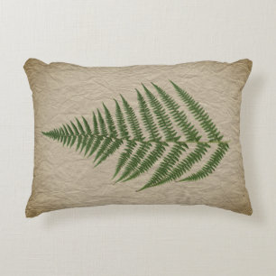 Fern Leaf on Crinkly Paper Texture Accent Pillow