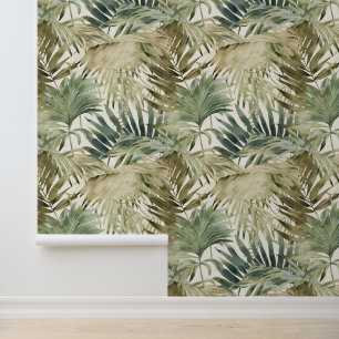 Fern Leaf Sage Green Neutral Leaves Wallpaper