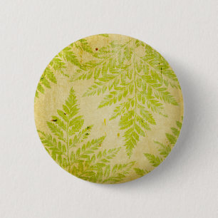 Fern Leaf Stamped Pattern Grungy Background 2 Inch Round Button