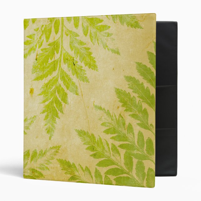 Fern Leaf Stamped Pattern Grungy Background Binder (Front/Inside)