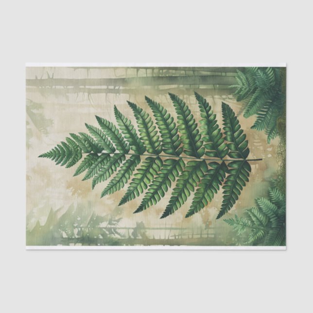 Fern Leaves Botanical Decoupage Tissue Paper (Front)