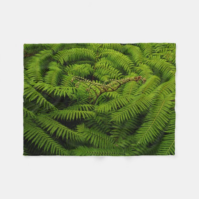 Fern Leaves Fleece Blanket (Front (Horizontal))