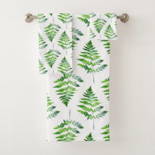 Fern Leaves Pattern Bath Towel Set