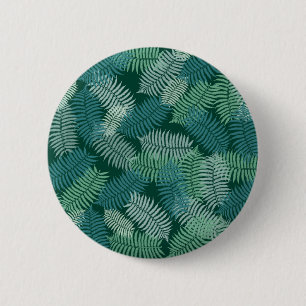 Fern leaves pattern on dark green 2 inch round button
