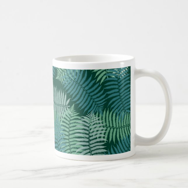 Fern leaves pattern on dark green coffee mug (Right)