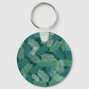 Fern leaves pattern on dark green keychain