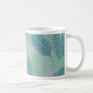 fern leaves pattern on light grey coffee mug