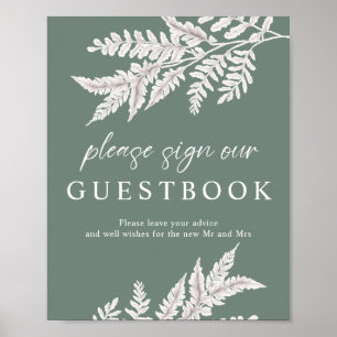 Fern   Modern Calligraphy Wedding Guest Book Sign