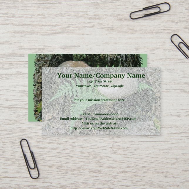 Fern & Mushroom at Stump Business Card (Front/Back In Situ)