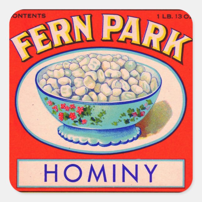 Fern Park 1930 Hominy grits étiquette print (Devant)