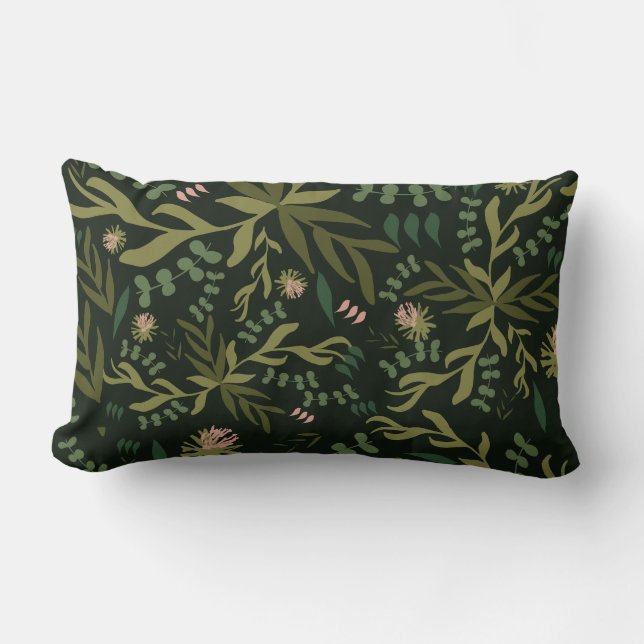 Fern Pattern Cushion, Botanic, Nature Lumbar Pillow (Front)