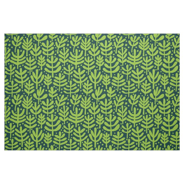 Fern Pattern - Martian Green on Dark Green Fabric (Fat Quarter)