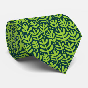 Fern Pattern - Martian Green on Dark Green Tie