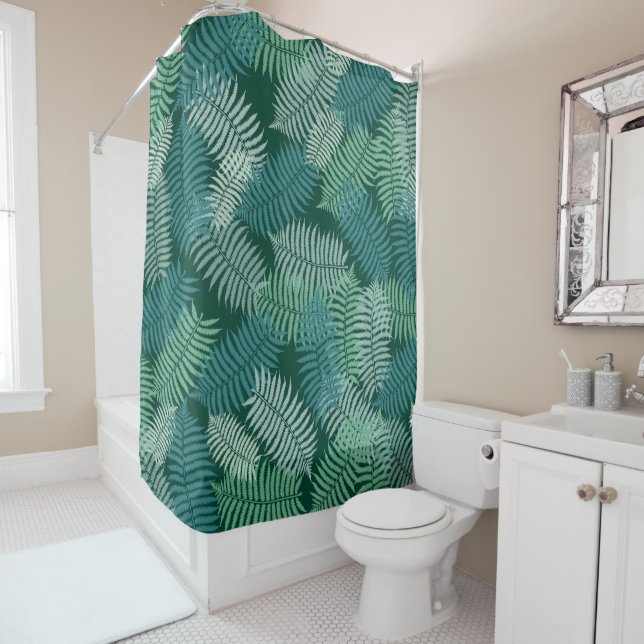 Fern Pattern on Dark Green Background (In Situ)