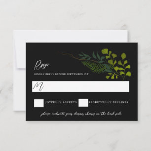 Fern Pepper Tree Leaves Garden Black RSVP Card