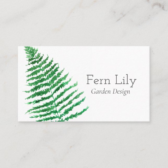 Fern Plant Watercolor Botanical Illustration Business Card (Front)