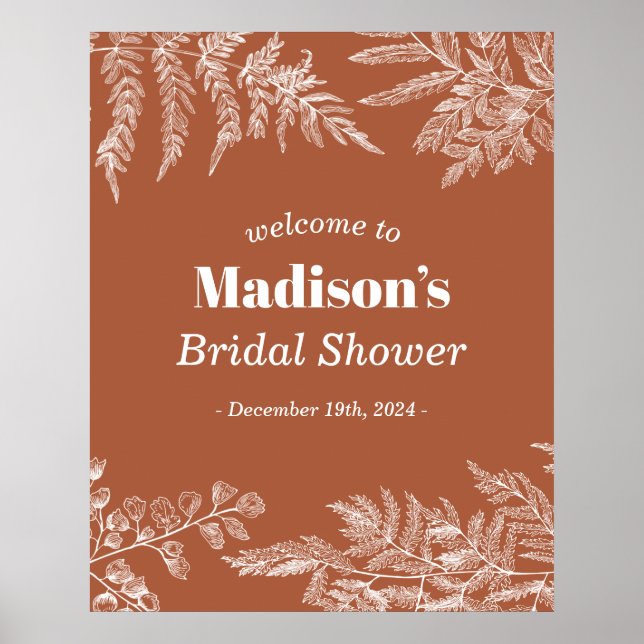 Fern Woodland Bridal Shower Welcome Sign (Front)