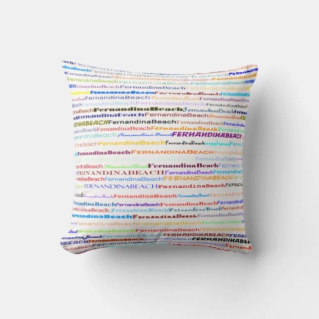 Fernandina Beach Text Design II Throw Pillow (Front)