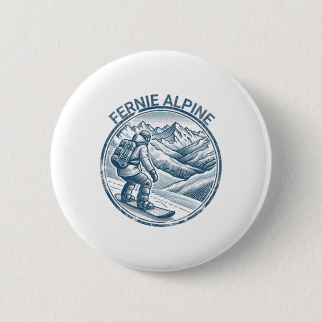 Fernie Alpine Canada Snowboarding Snowboarder  2 Inch Round Button (Front)