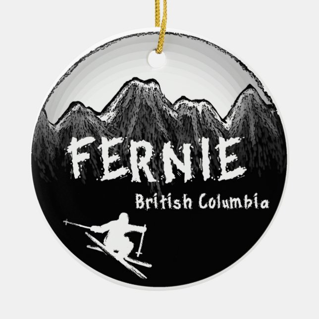 Fernie British Columbia Canada ski Ceramic Ornament (Front)