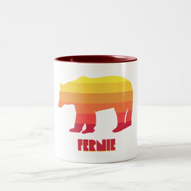 Fernie British Columbia Rainbow Bear Two-Tone Coffee Mug (Center)