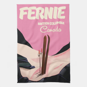 Fernie British Columbia Ski poster Kitchen Towel