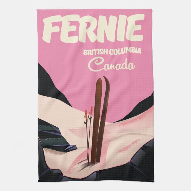 Fernie British Columbia Ski poster Kitchen Towel (Vertical)