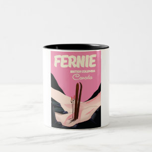 Fernie British Columbia Ski poster Two-Tone Coffee Mug