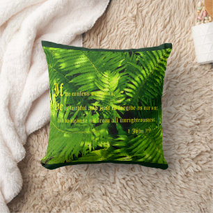 Ferns, 1 John 1:9 Throw Pillow