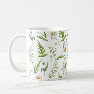 Ferns and Daisies Watercolor Floral Mug
