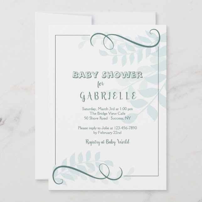 Ferns Baby Shower Invitation (Front)