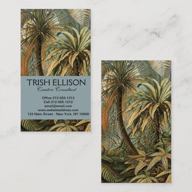 Ferns Palm Tree Antique Botanical Ferns Art Business Card (Front/Back)