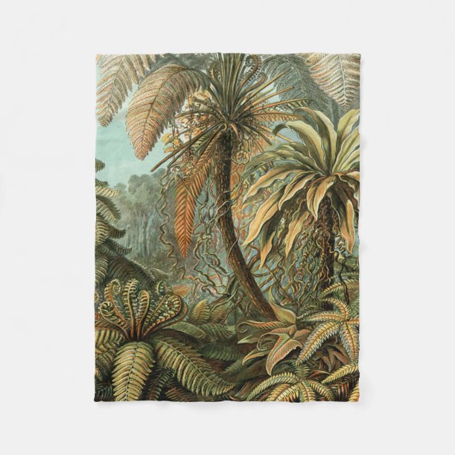 Ferns Palm Tree Antique Botanical Ferns Art Fleece Blanket (Front)