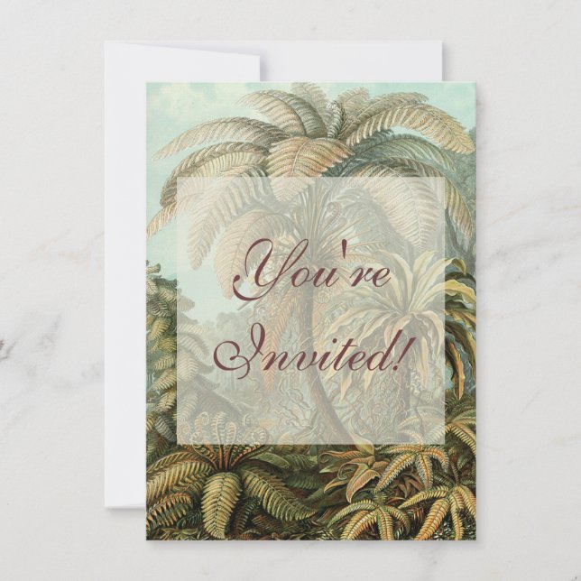 Ferns Palm Tree Antique Botanical Ferns Art Invitation (Front)