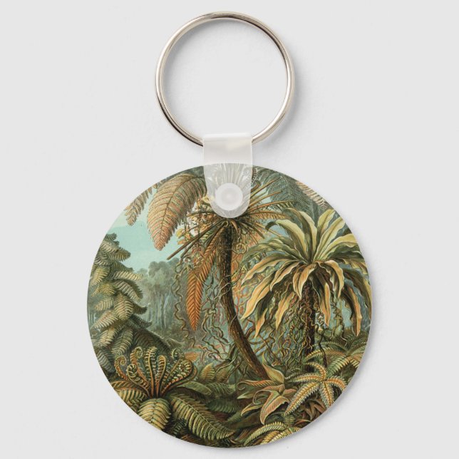 Ferns Palm Tree Antique Botanical Ferns Art Keychain (Front)