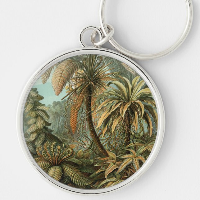 Ferns Palm Tree Antique Botanical Ferns Art Keychain (Front)