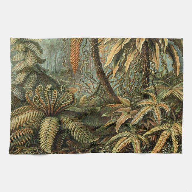 Ferns Palm Tree Antique Botanical Ferns Art Kitchen Towel (Horizontal)