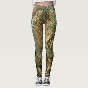Ferns Palm Tree Antique Botanical Ferns Art Leggings