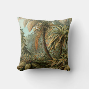 Ferns Palm Tree Antique Botanical Ferns Art Throw Pillow