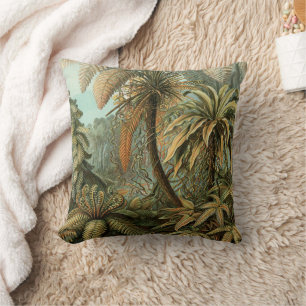 Ferns Palm Tree Antique Botanical Ferns Art Throw Pillow