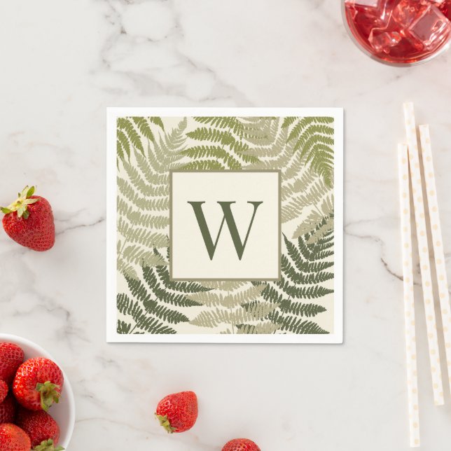 Ferns Pattern Custom Monogram  Napkin (Insitu)