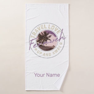 Fernweh Palm And Beach Vintage Travel Souvenir Bath Towel