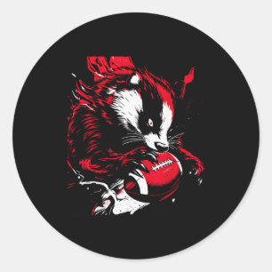 Ferocious Badger Football Lover Wisconsin Game Day Classic Round Sticker