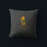 Ferocious Golden Panther Throw Pillow<br><div class="desc">Unleash your inner predator with this bold "Let's Go Hunt" panther design. Featuring a striking golden-orange wild cat in a fierce prowl,  this graphic combines vintage mascot aesthetics with modern streetwear style. Perfect for sports fans,  outdoor adventurers,  or anyone who moves with confidence and power.</div>