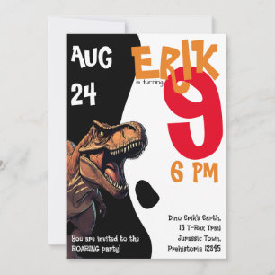 Ferocious T-Rex Roaring Dino Birthday Invitation 