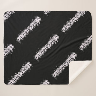FEROCIOUS Tattoo Style Font Sherpa Blanket