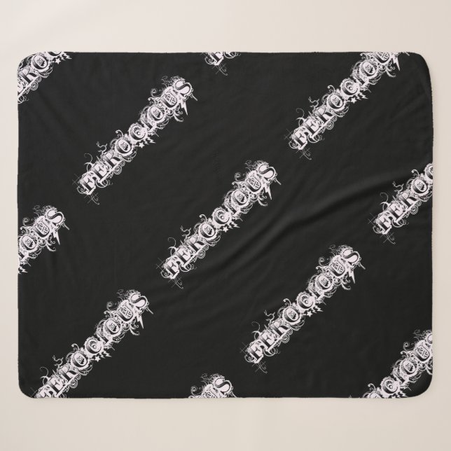 FEROCIOUS Tattoo Style Font Sherpa Blanket (Front (Horizontal))
