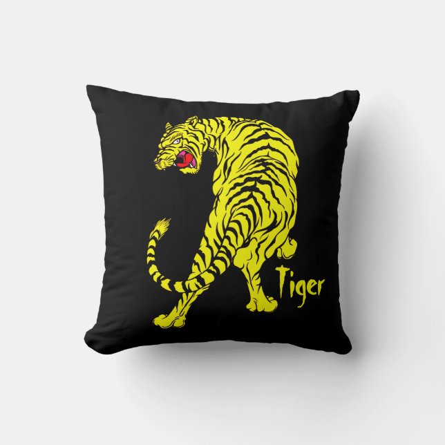 Ferocious Tiger Throw Pillow (Front)