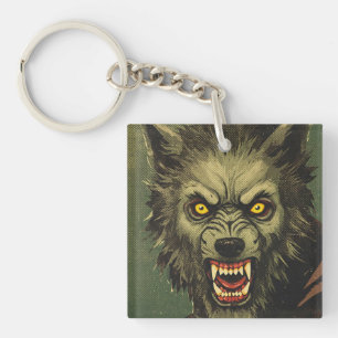 Ferocious Werewolf Horror Illustration Keychain