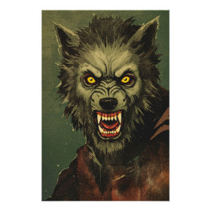 Ferocious Werewolf Horror Illustration Poster
